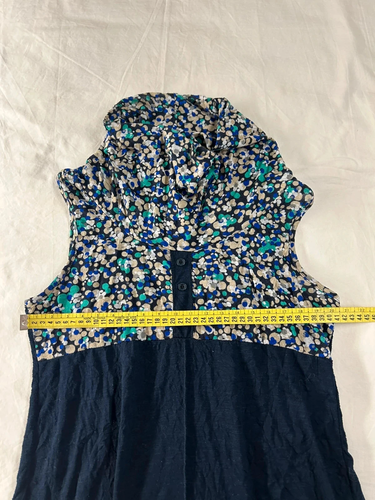 Vestido vintage azul marino con motivos casual talla 40 – photo 6